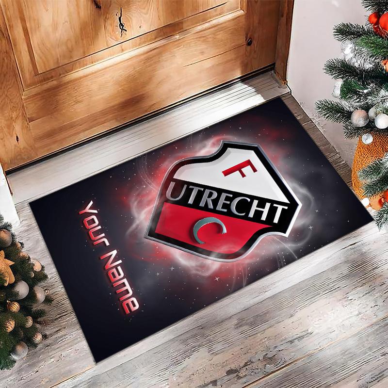 FC Utrecht Printed Crystal Velvet Rug Non‑Slip Crystal Velvet Carpet For Sofa Bedroom Indoor Home Decoration
