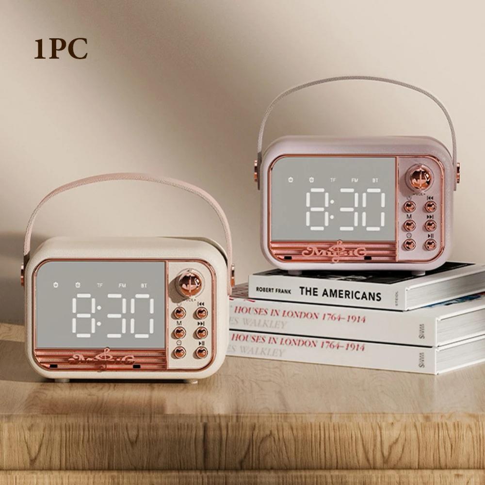 HIFI Wireless Portable Retro -compatible Speaker Alarm Clock Aux Stereo USB Loud Home Decor Aesthetic Gift