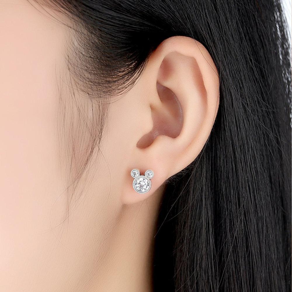 Mouse Shiny Zircon Earrings for Women Fashion European American Jewelry