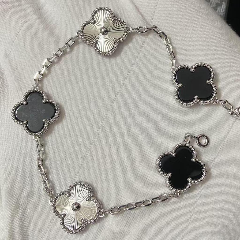Nuova Versione Bracciale Quadrifoglio Cinque Fiori Agata Rossa Naturale Madreperla Bianca Bracciale da Donna Bracciale Laser