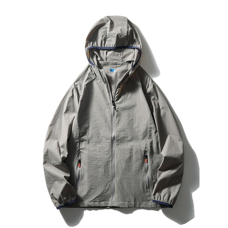 Ultra-Thin Breathable Ice Silk Sun Protection Clothing 2024 New Arrival Men Summer Fishing Outwear Export Men s Lightweight Wind Shield Light gray XL
