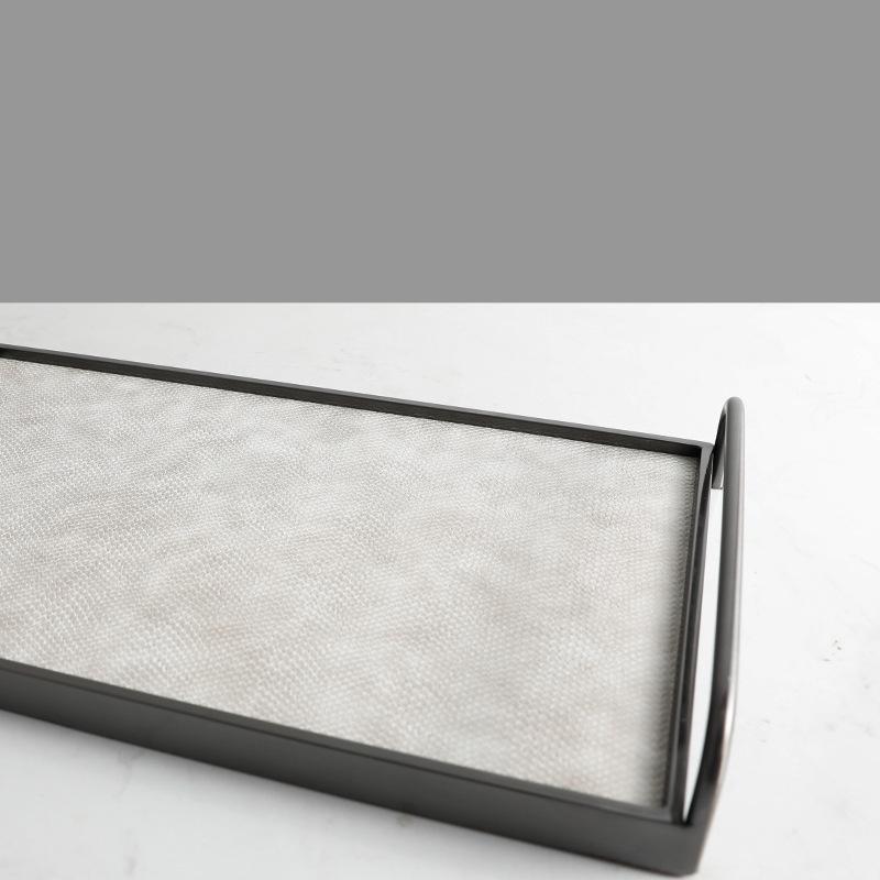 Metal Decorative Tray Leather Storage Tray Modern Minimalist Living Room Coffee Table Desk Organizer Home Decoration Storage