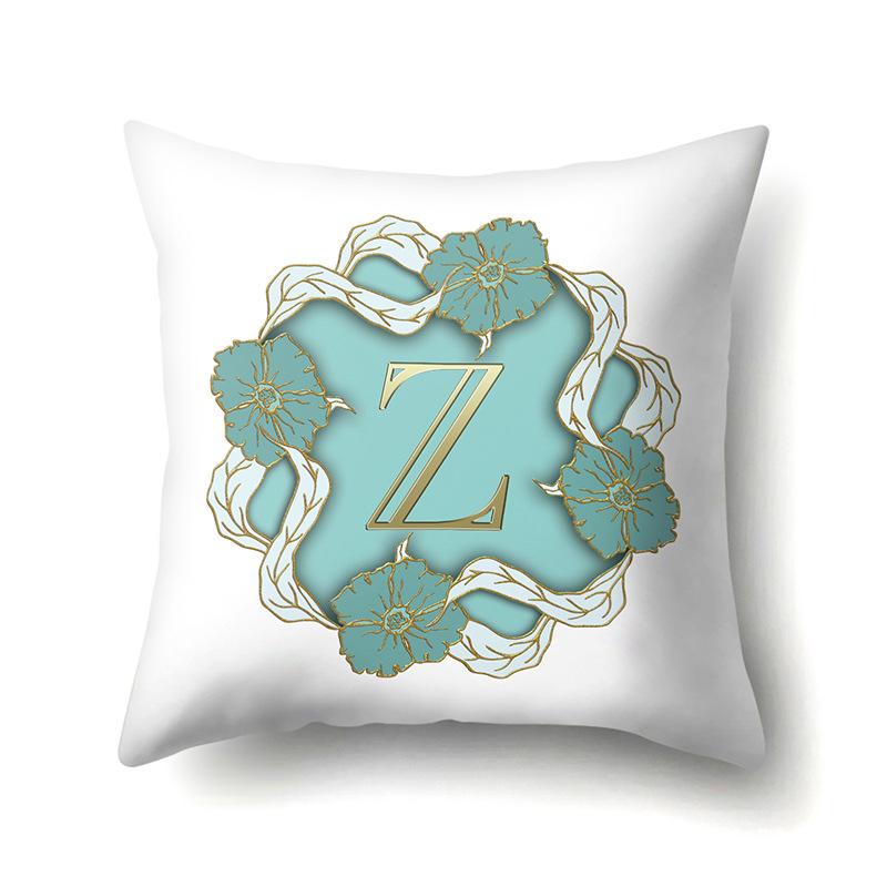 Polyester Pillowcase Home Decoration Gold Printed Pillowcase 26 English Letters Bedside Cushion Cover
