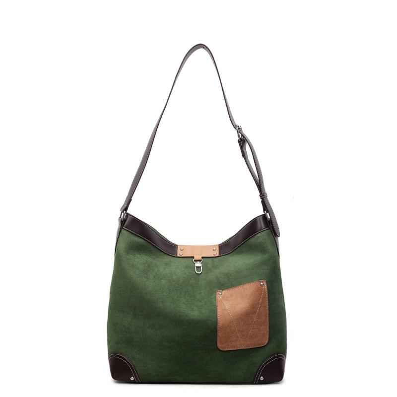 New casual and versatile contrast suede large-capacity women's bucket bag tote bag shoulder crossbody bag