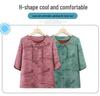 2026 Spring/Summer Embroidered Lace-up Round Neck Top for Middle-aged Women – Short Sleeve Chinese Style Shirt