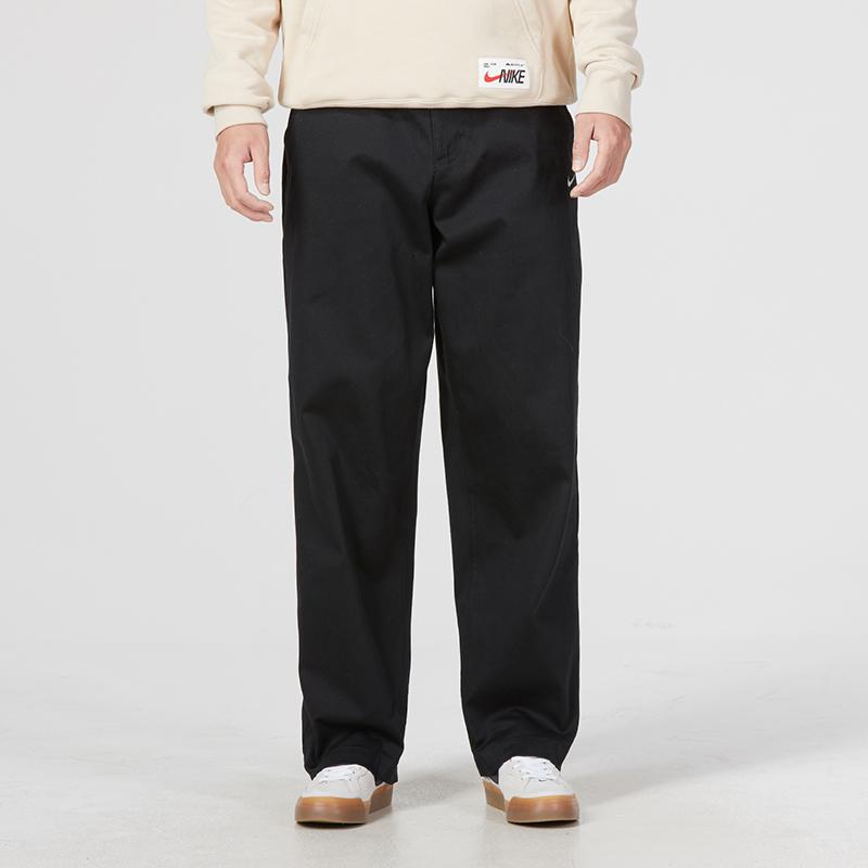 Nike As M Nl El Chino Pant Ul Cotton Solid Logo Embroidery Casual Loose Straight Leg Knit Sports Pants Men Pants Black FD0406-010