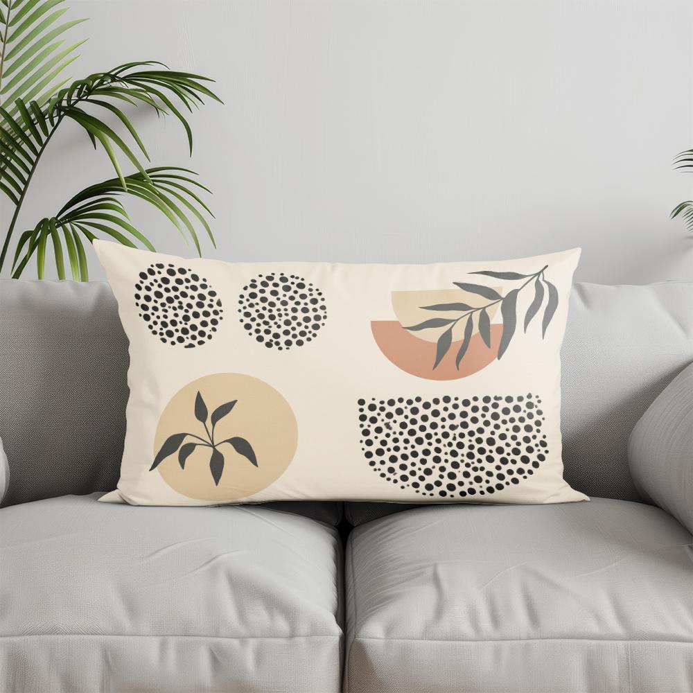 Home Decor Modern Leaf & Dot Pattern Pillow Suitable For Sofa Bedroom Car Pillow Cover Cushion Rectangular Back Cushion
