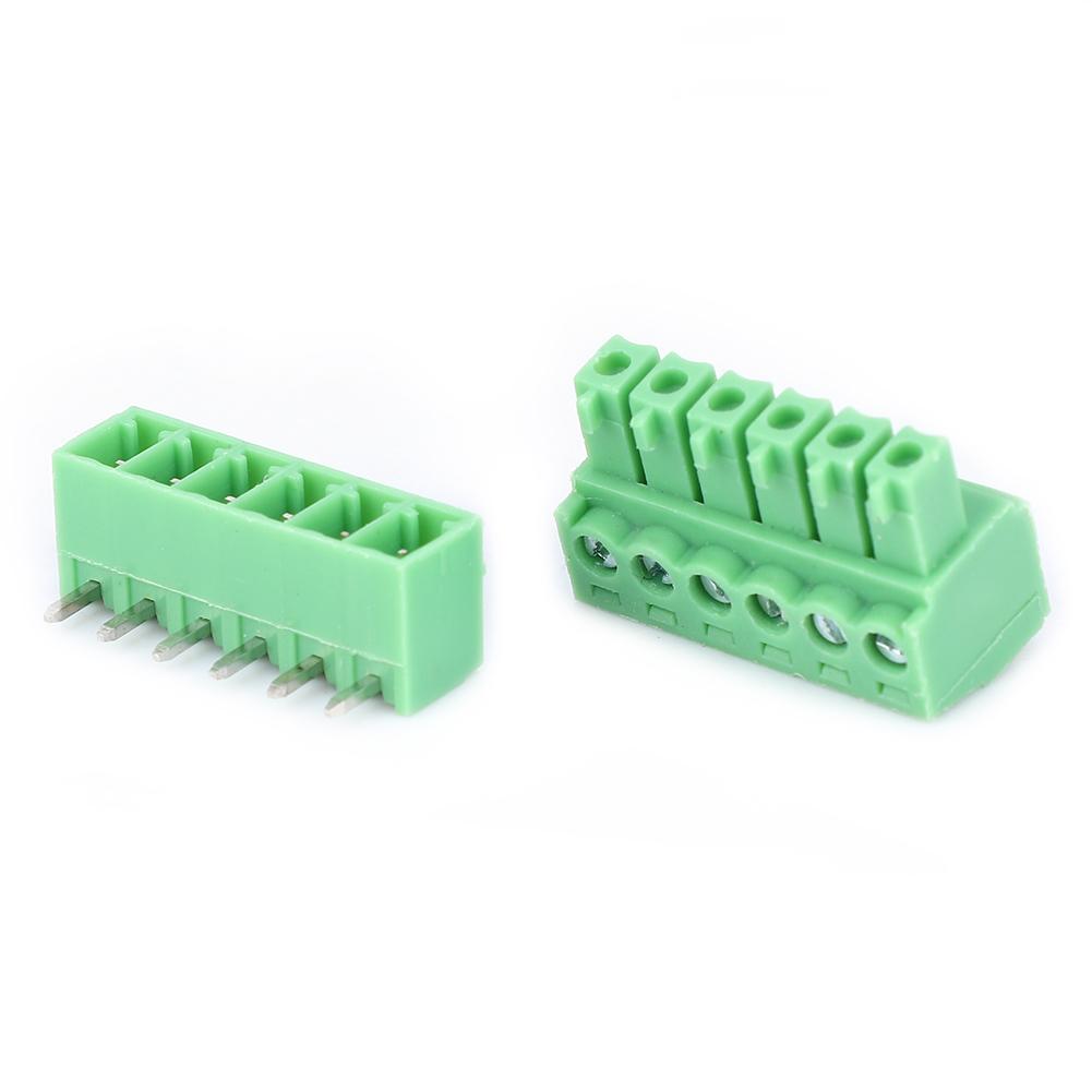 10 Pairs 6-Pin Screw Terminal Block 15EDG 3.81mm Pitch Male Female Pluggable Terminals
