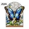 Artistic Tabletop Accents Stained Glass Style Acrylic Table Centerpieces, Floral & Landscape Pattern Exquisite Room Decor Sign with Wood Base for Home