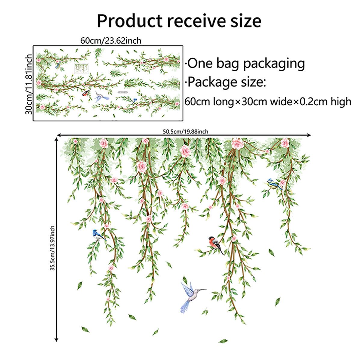 

Dj8023 Креативная лоза Зеленое растение Бабочка Цветок Наклейка на окно Домашняя наклейка на стекло Двусторонняя визуальная наклейка на стену