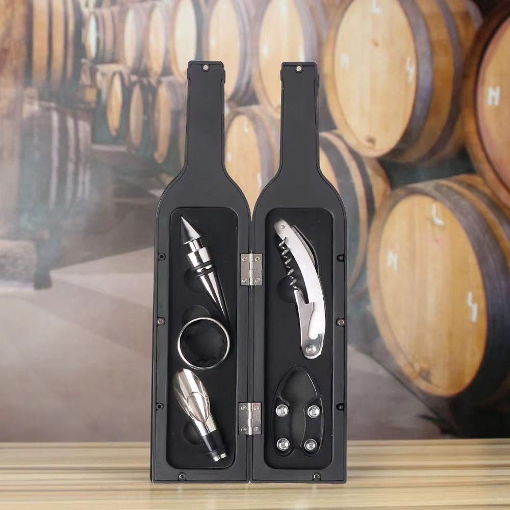 Creative Bottle Shape Corkscrew Set Simulation High-End Red Wine Tool Kit Multifunctional Stainless Steel Red Wine Toolbox Gift