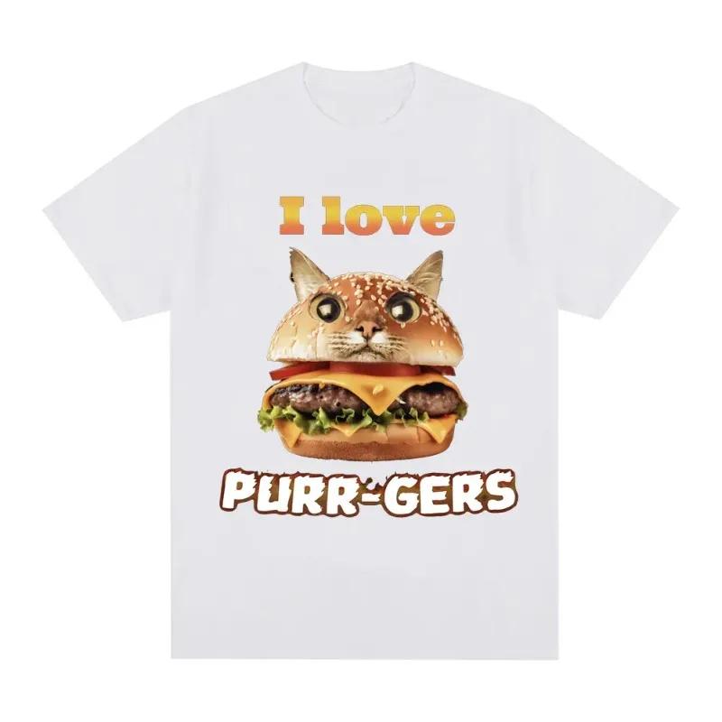 

Я люблю мурлыкать Герс Забавный бургер Кот Принт Хлопок Модный узор Футболка Женская Повседневная Ретро Харадзюку Футболка Большая Уличная одежда 6XL