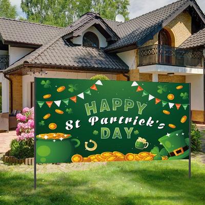 Happy St. Patrick’s Day Banner Back Drop Decorations,Green Photo Background,St Patricks Day Decorations Back Drops For Photography