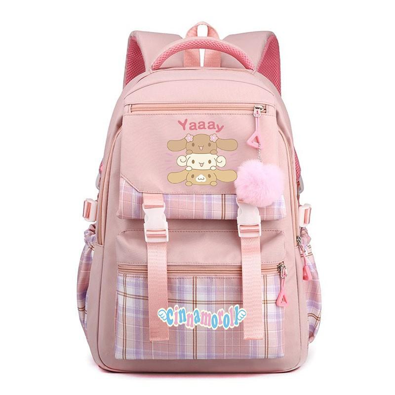 Cinnamoroll Kids School Backpack Boys Girls Large Capacity 20-35L Nylon Dual Strap Bag With Arc Shoulder Straps