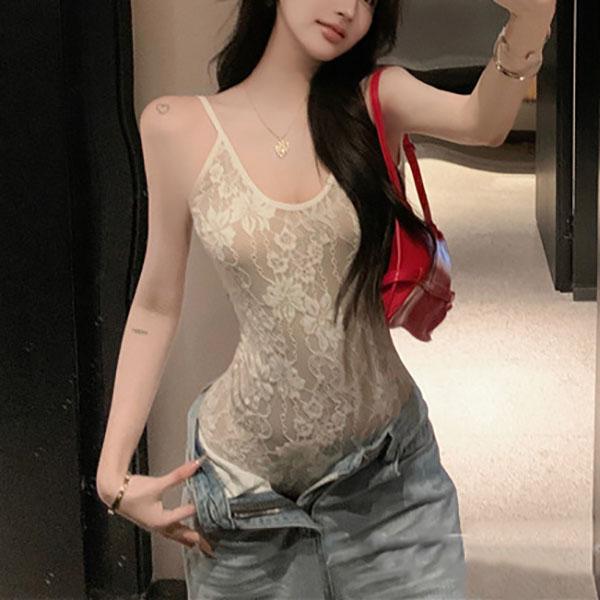 Sexy Lace Backless Sleeveless Slim Camisole Summer Women's Bodysuit