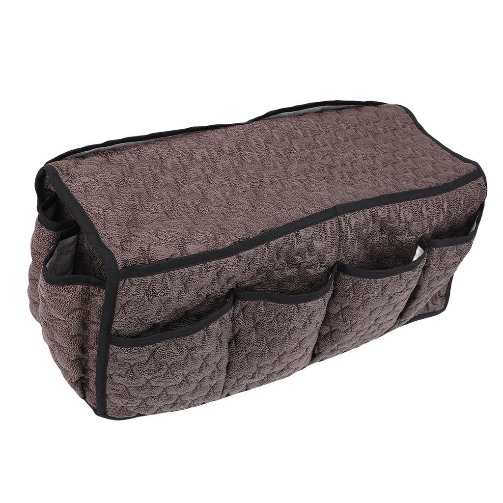 Sofa Armrest Bag Coffee Color Imitation Leather Multifunctional Couch Armrest Storage Bag for Remote Control Phone