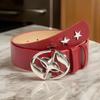 Vintage PU Belt for Women Star Buckle Belt 2000s Waistband Aesthetic Waist Belt for Teens Girl Jeans Shorts Dress Belt