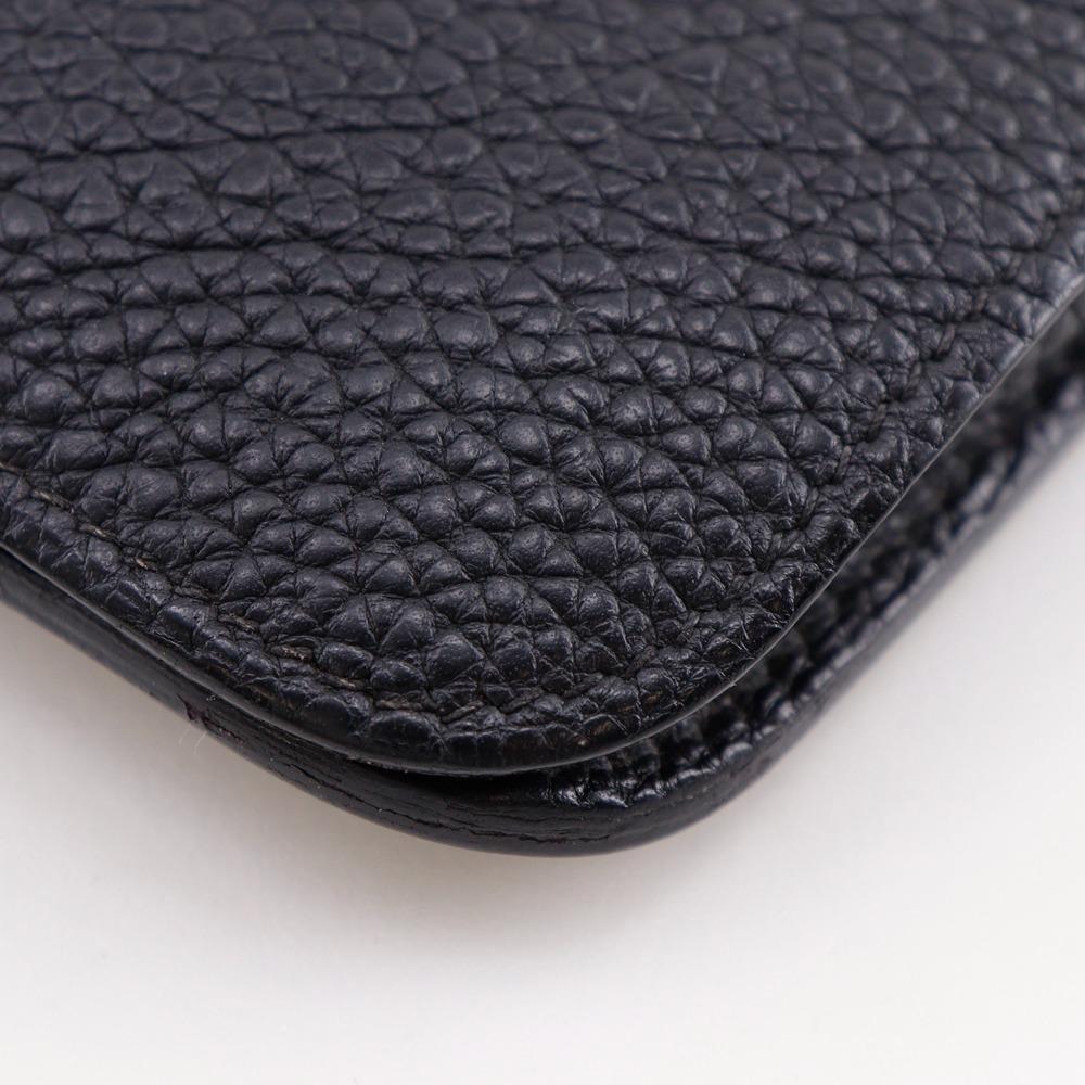 HERMES Dogon GM Purse Black / Gold Hardware Taurillon Clemence unisex Used