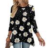 Women's Fashion Casual O-Neck 3/4 Sleeve Loose Printed T-Shirt Ladies Top