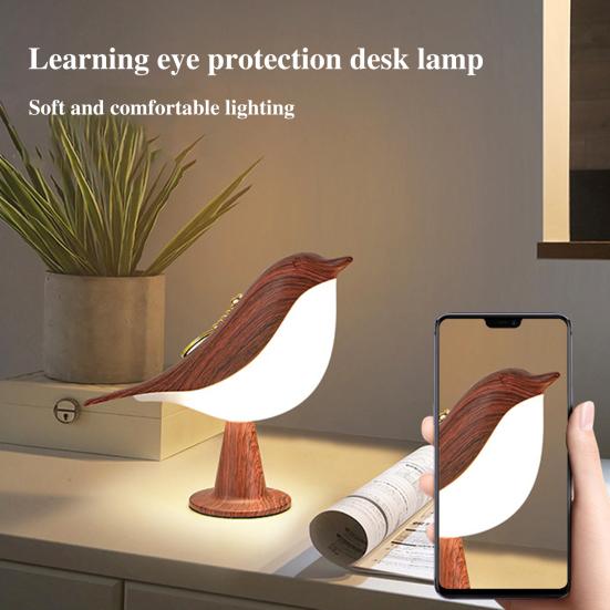 LED Night Light Bird Table Lamp 3 Light Modes Brightness Adjustment Flicker Free Rechargeable LED Bedside Lamp Table Decor