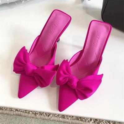 Nuovo stile moda farfalla-nodo pantofole da donna eleganti punta affilata sottili tacchi alti signore estate moda festa ballo scarpe