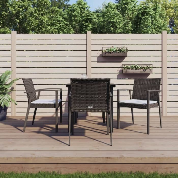 VidaXL Ensemble à manger de jardin 5 pcs coussins résine tressée acier 3186986
