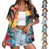 Camicie da donna casual alla moda a maniche corte con risvolto e bottoni