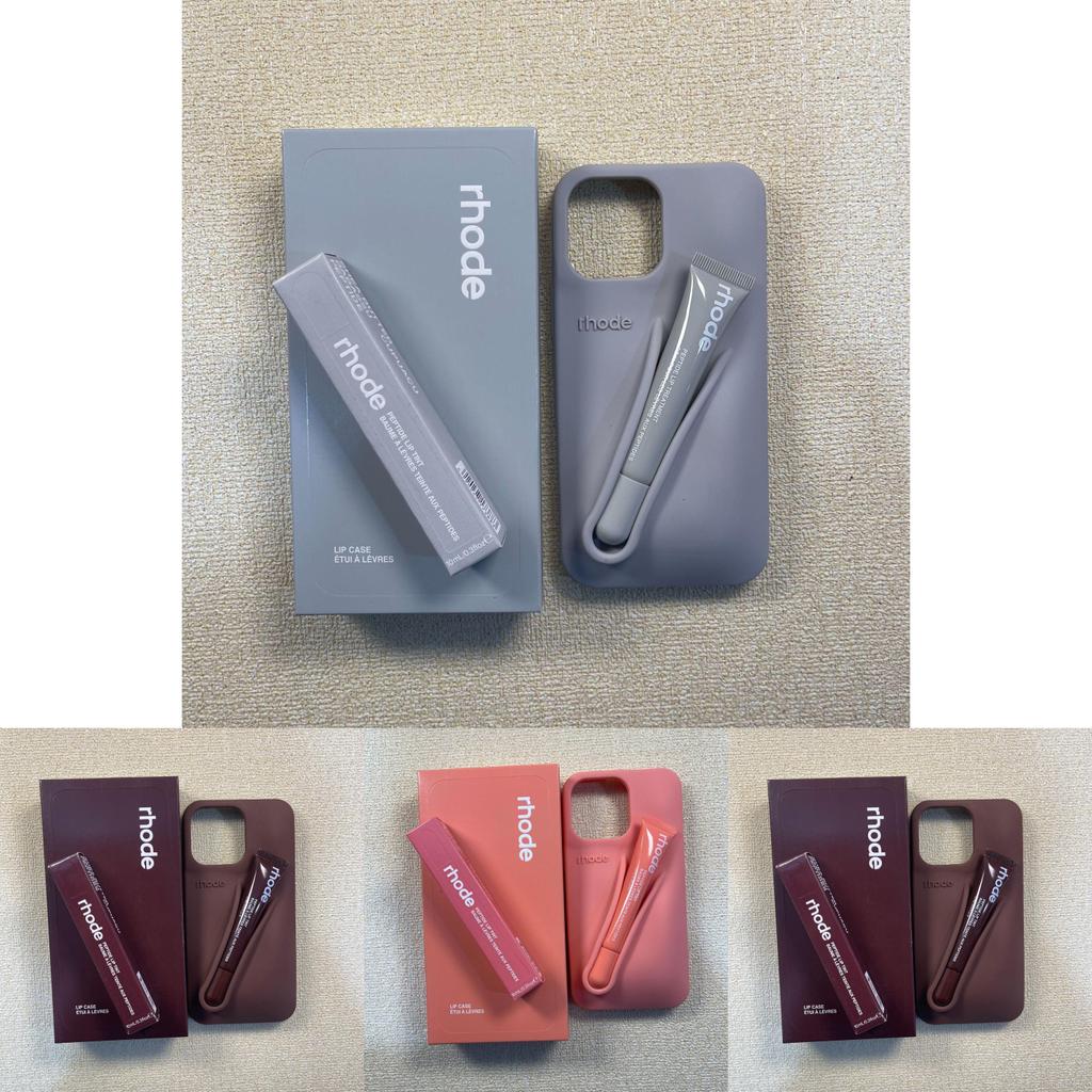 Set Custodia per Telefono in Silicone Lucidalabbra Rhode per iPhone 16 con Funzione Antiurto e Supporto