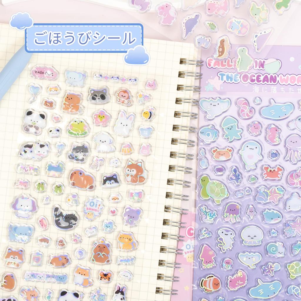 3D Aufgeblähte Niedliche Bunte Glas Belohnungsaufkleber zum Dekorieren von Handy-DIY und Mehr Aufkleber, Haustiere, Glänzend, Handys, Tagebücher, Bastelarbeiten,