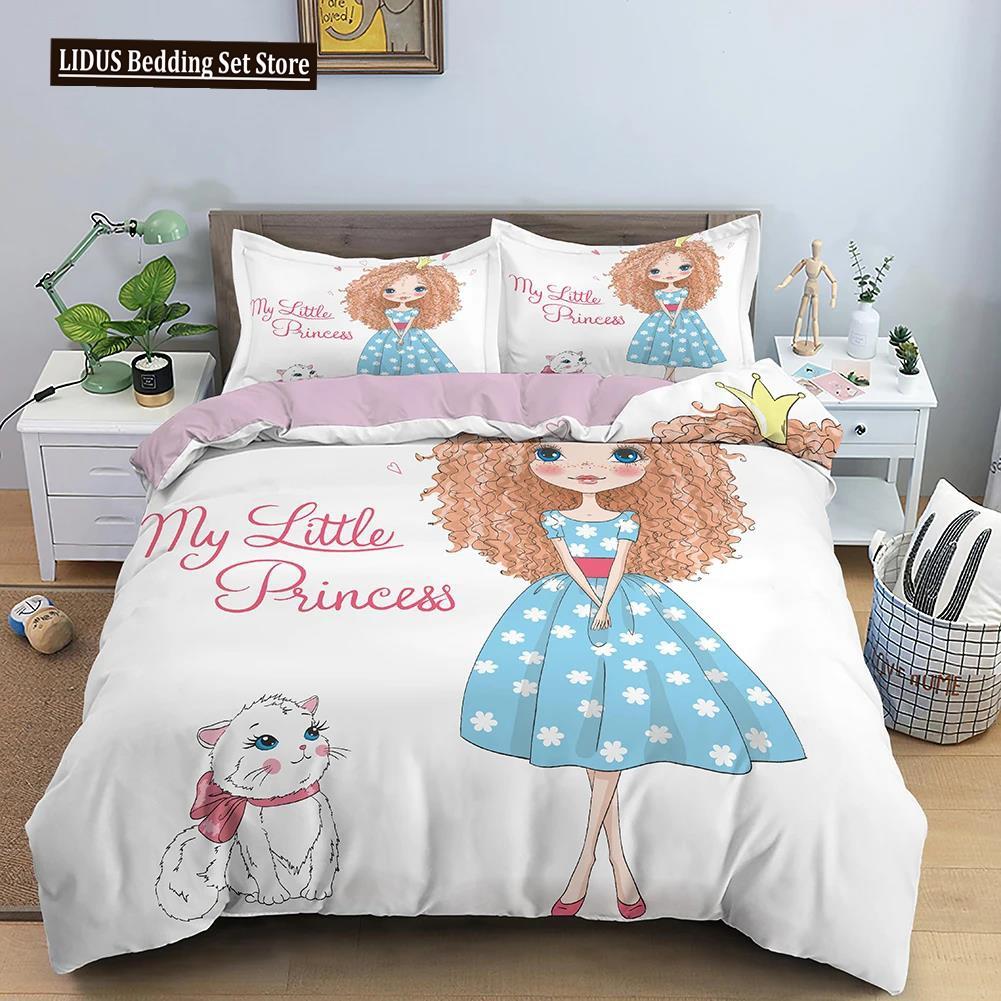 Cartoon Bedding Set For Kids Children Crib Danceing Girl Duvet Cover Set & Pillowcase Edredones Niños Princess Quilt Cover