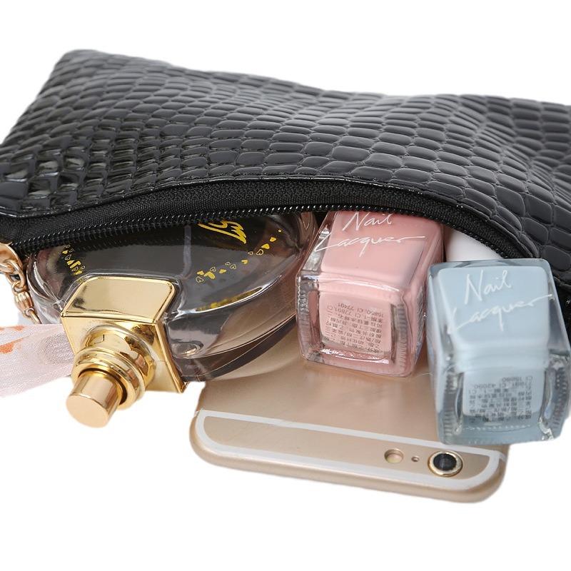 Patent Leather Bag Trendy Shoulder Bag  Women's Japanese and Korean Coin Bag  Crocodile Pattern Crossbody Bag  Mobile Phone Coin Wallet