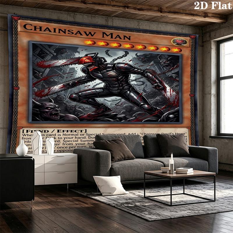 Chainsaw Man Wandteppich Ästhetisches Wandbehang Gedruckter Stoffdecke Dekorative Wandteppiche Für Schlafzimmer Wohnzimmer Heimdekoration