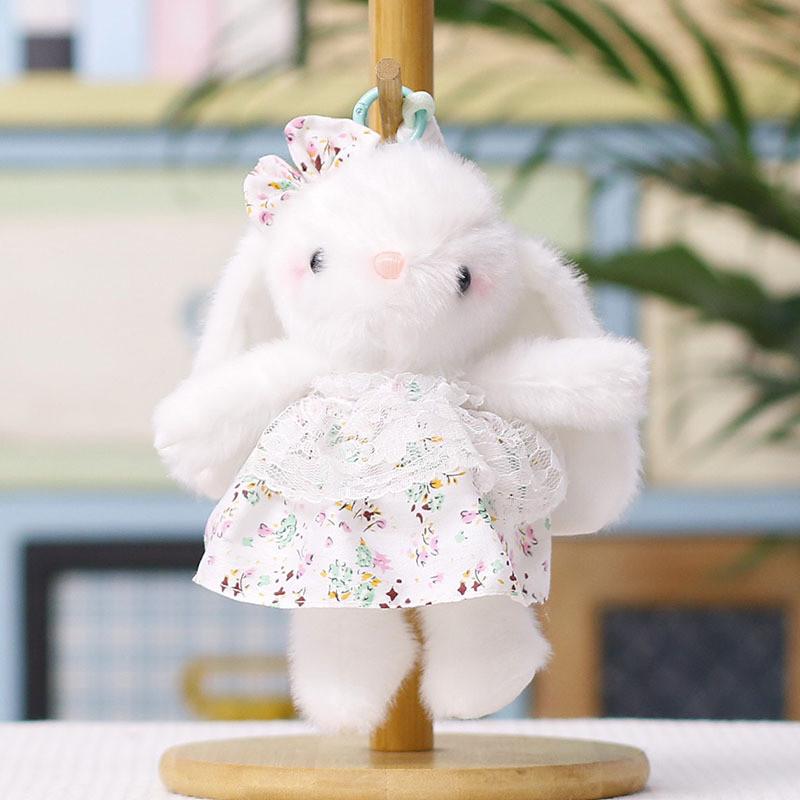 Plush Bunny Keychain With Floral Dress For Wedding Decor And Party Favors