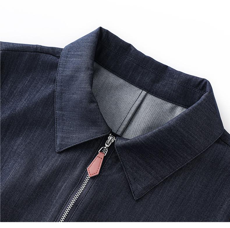 Light Oxygen Minimalist Denim Half-Zip Dress Short Loose A-Line Skirt for Women