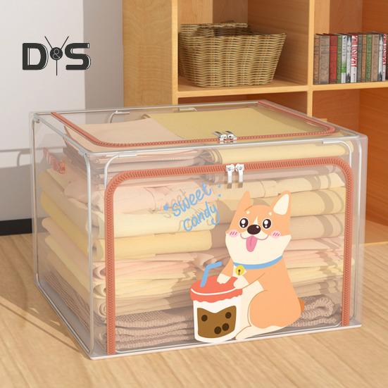 Large Storage Box with Handle Transparent Design Zipper Closure Multi-Function Home Quilt Storage Bag Blanket Clothing Organizer