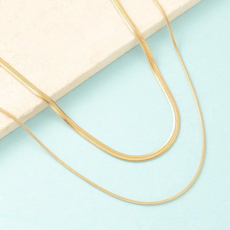 

Стильное не тускнеющее двухслойное ожерелье-цепочка «Змея и лезвие» 40cm Blade Chain + 45cm Round Snake Chain золотой