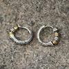 Silver-plated fashionable simple retro Tang grass pattern design earrings ruffian handsome stud earrings niche earrings