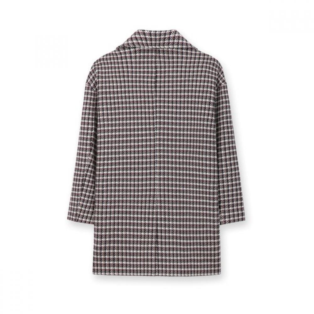 Furina Wool Check Jacket   Wide Tailored Collar