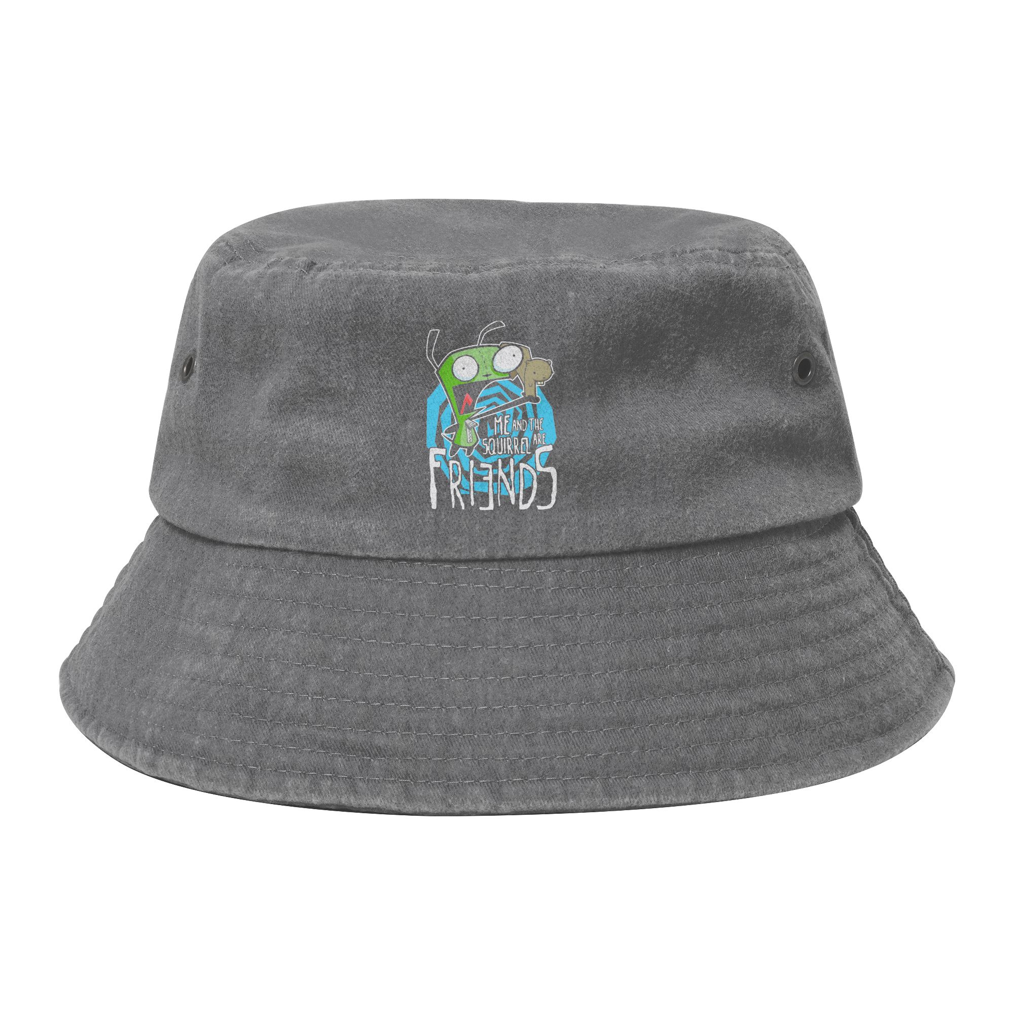 Girl Bucket Hats Invader Zim GIR Me And The Squirrel Are Friends Hot Summer Headwear Hiking Fishing FisherUnisex Caps Bob Hat One Size