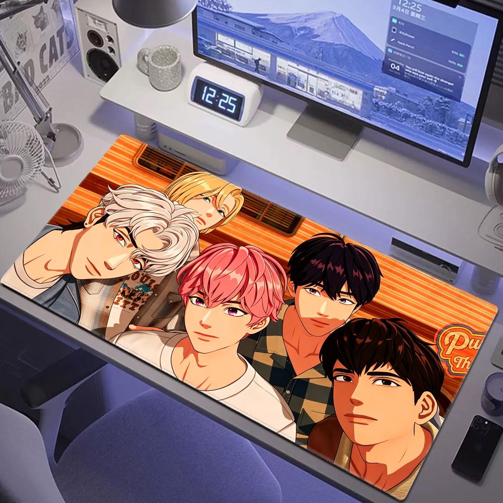 Kpop Pplave Cartoon Mouse Pad Anti Slip Rubber Edge Locked Thickened Laptop Gaming Desk Mat Desk Mat Big Table Pad Hybxaxc