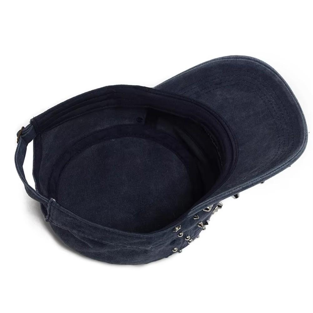 Adjustable Flat Hat Cap Rivet Design Trucker Hat Vintage Baseball Cap  For Women Men