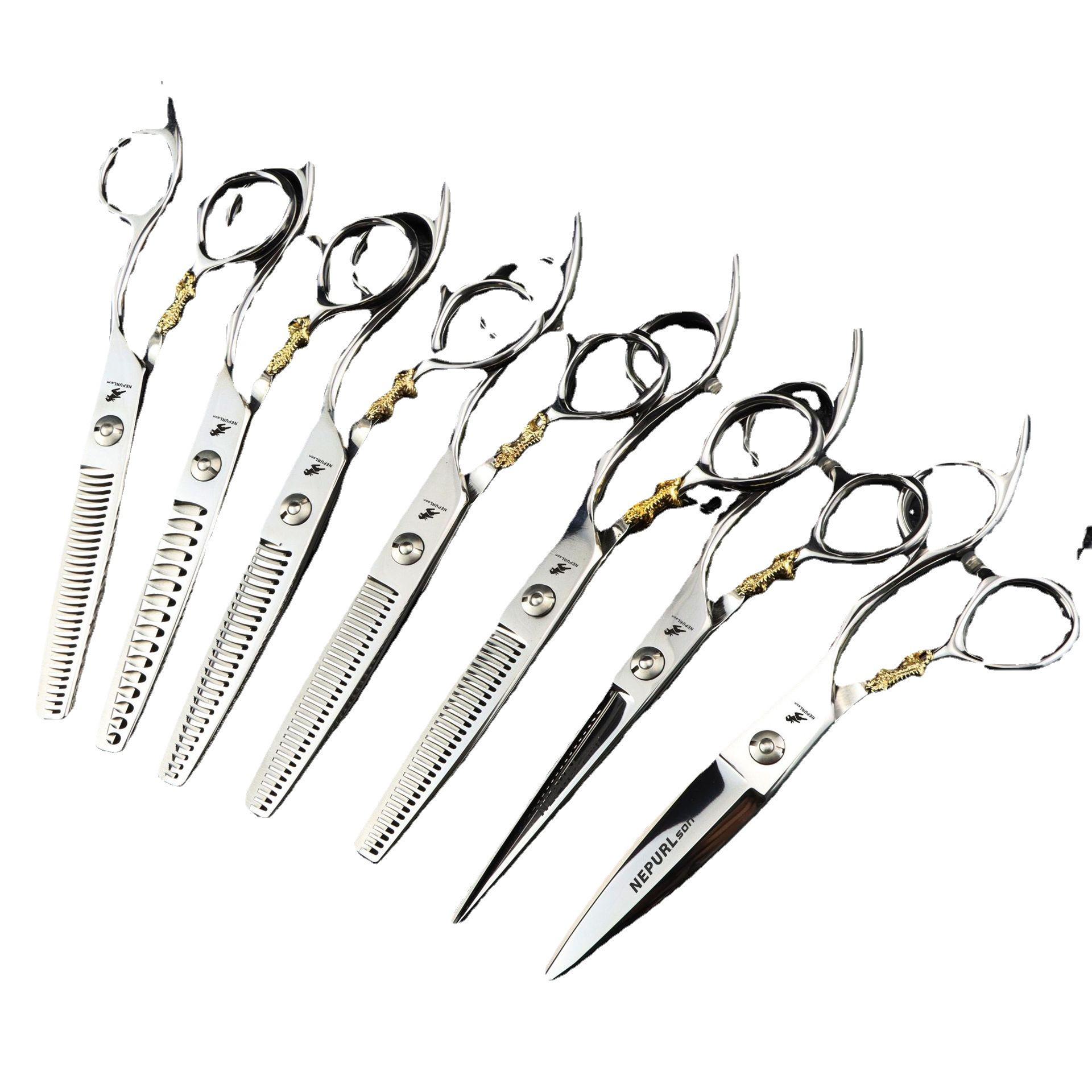 Napsen 6.0 Small Golden Tiger Hairdressing Thinning Scissors Straight Cutting Shears