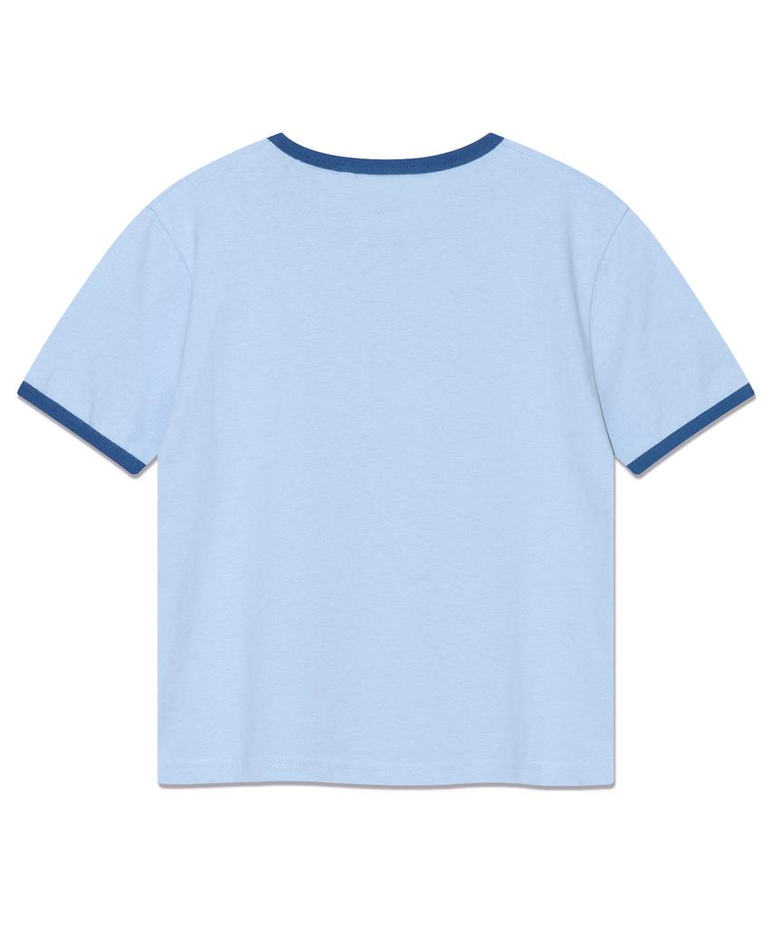 LEE Women'S Small Twitch Logo Ringer T-Shirt Light Blue