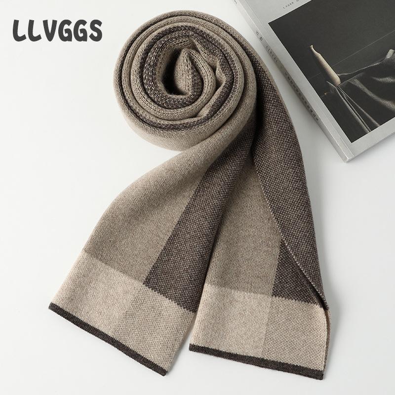 Cashmere men's scarf long scarf business casual plaid trend autumn and winter light 2025 knitting warm and comfortable