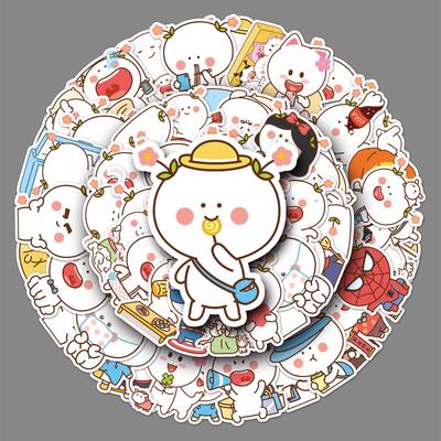 53 Cartoon Expressions of Two Flowers Cute Creative Guka Suitcase Guitar Scooter Car Decoration Graffiti Stickers