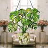Colorful Potted Plant Themed Stained Acrylic Window Decoration Ornament For Patios Garden Parties Outdoor Hanging Art