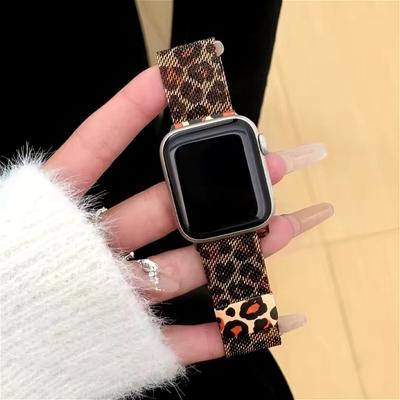 Milanese Gold Leopard Print Armband für Apple Watch Ultra 3 Armband 49mm 46mm 42mm Frau Metallarmband correas iwatch Serie 11/10/SE3 40mm 44mm