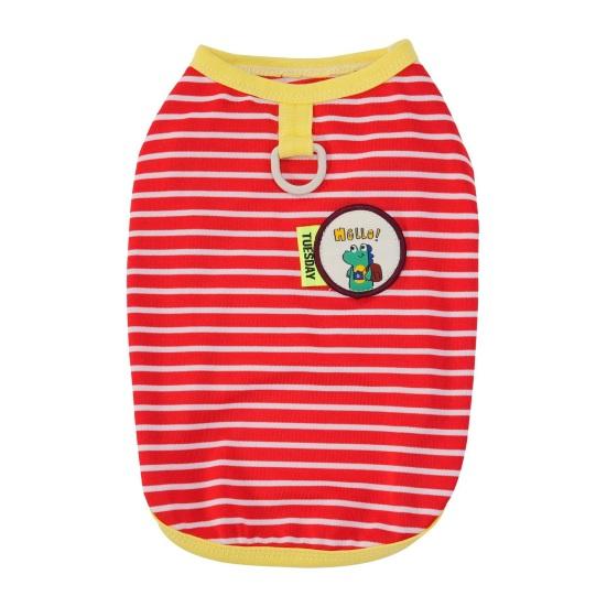 Striped Dog Tee Shirt Breathable Summer Puppy T-Shirt Stylish Loose Dog Tee for Small Dogs Schnauzer Bichon Frise