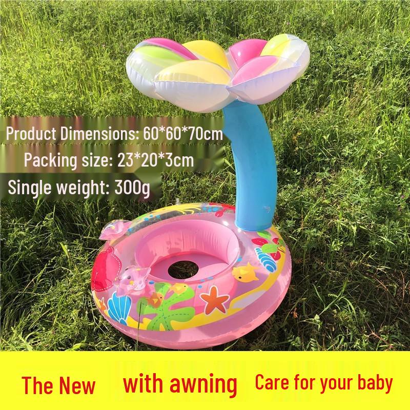 Large Toddler Boat-Themed Swimming Ring with Canopy & Steering Wheel