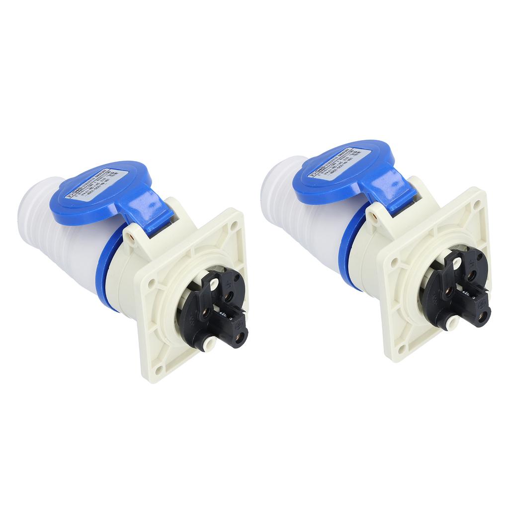 2 Set Industrial Power Connector 3 Pin Single Phase Aviation Plug Socket 220V250V 16A 2P+E